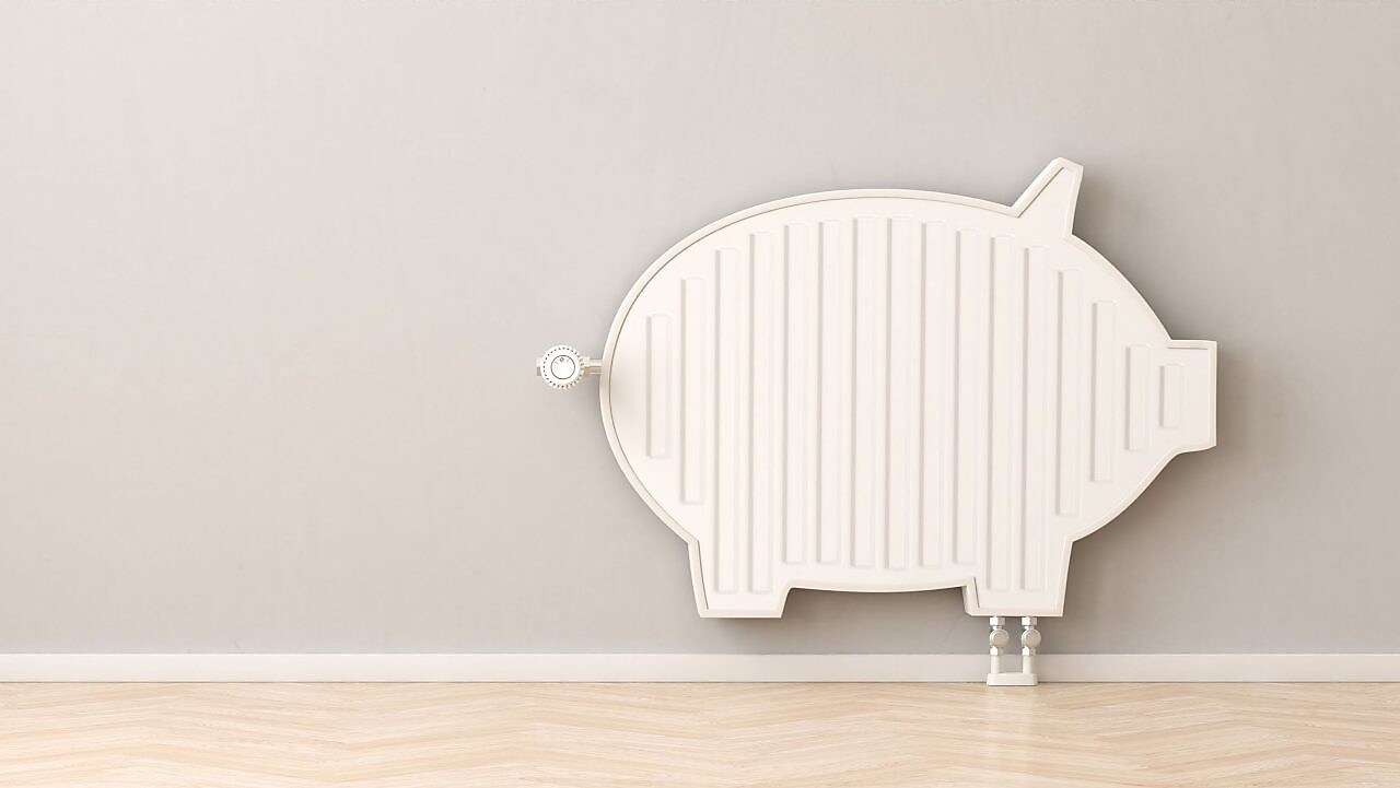 Ein Heizkörper in Form eines Sparschweins