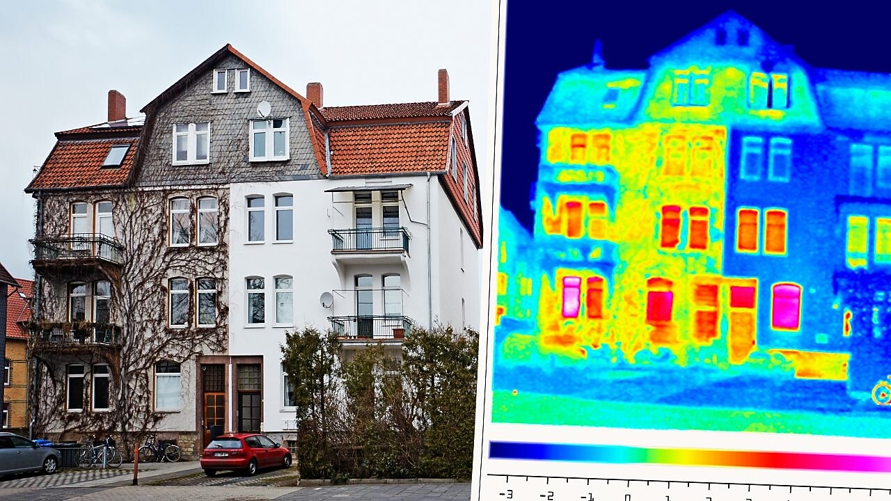 Thermoscan neben altem Haus
