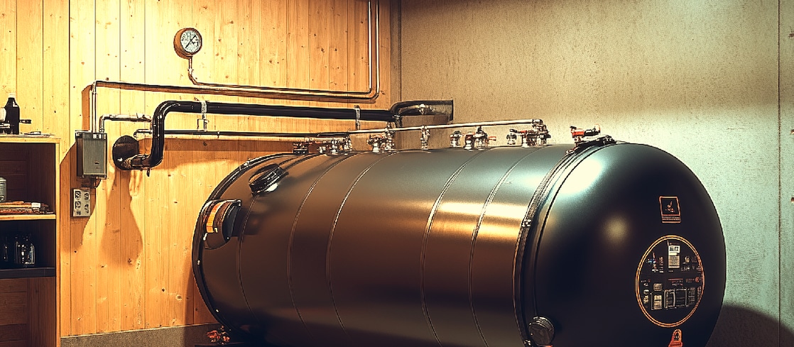 Ein Öltank in einem modernen Keller