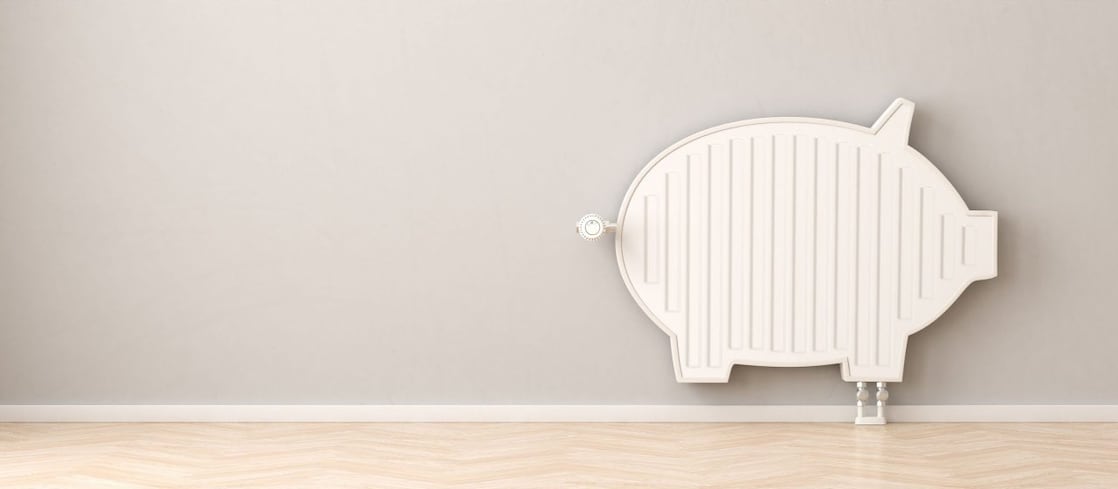 Ein Heizkörper in Form eines Sparschweins