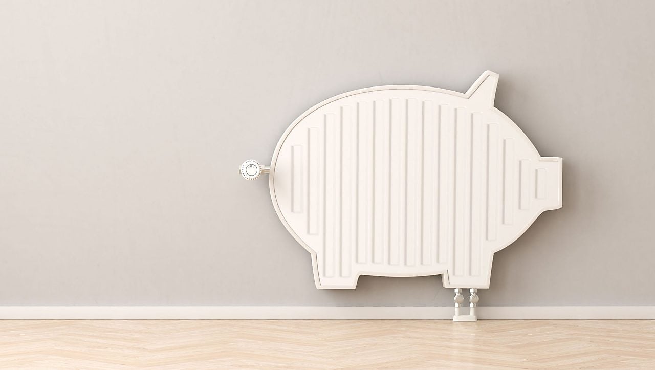 Ein Heizkörper in Form eines Sparschweins