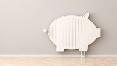 Ein Heizkörper in Form eines Sparschweins