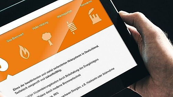 Vergleich von Heizsystemen am Tablet